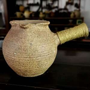 土陶罐煮茶云南烤茶罐土陶粗陶侧把焙茶器柴窑煮茶罐手工茶具茶壶