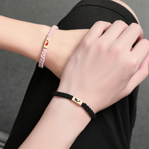 热销鲸鱼刻字情侣手链一对情侣款小皮筋闺蜜编织手绳简约手环男女