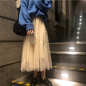 气质网纱裙学生秋冬超火裙子仙女超仙森系下半身韩国温柔网红宽松