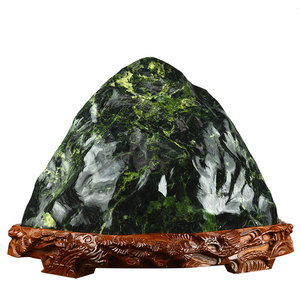 泰山玉原石奇石靠山石石头摆件墨玉