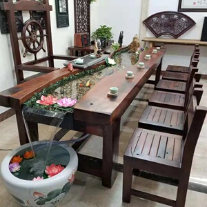 曲水流觞茶台实木