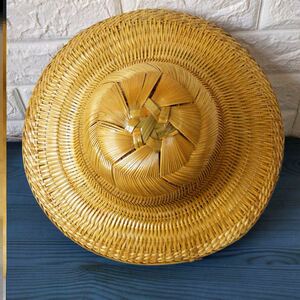 越南盔式帽夏天头盔超轻竹编斗笠帽防雨防晒透气遮阳帽钓鱼帽竹制