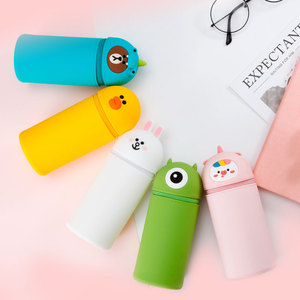 韩版创意硅胶笔袋卡通纯色笔筒女生简约铅笔筒中小学生可爱文具盒