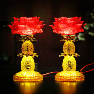 佛教用品红色莲花灯 供佛led佛堂莲花灯长明灯佛供灯佛具仙堂供灯图片