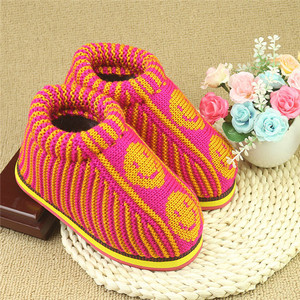 儿童手工棉鞋毛线编织针织冬季保暖加绒加厚小孩中大童男童女童