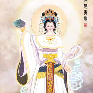 国画女娲娘娘画像娲皇女娲补天神像挂画华夏民族人文先始镇宅卷轴
