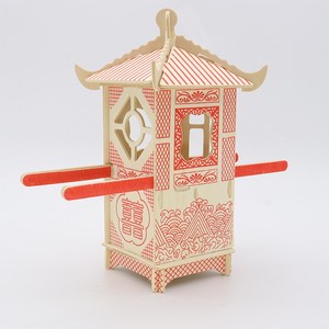 新款大花轿3立体拼图木制摆件小屋子玩具手工积木头组装男女材料