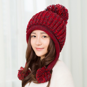 女韩版加绒加厚护耳毛线帽百搭保暖针织双层学生女帽冬季帽子冬天