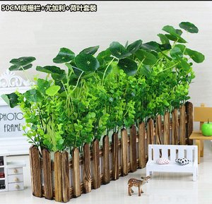 装饰木栅庭院公园花篮遮挡盆栽栅栏花盆真假绿草原木草坪木盆绿色