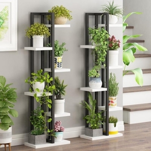 高层花架子户型室内黑色花盆架心形家用鞋柜四层露台造型墙花架放