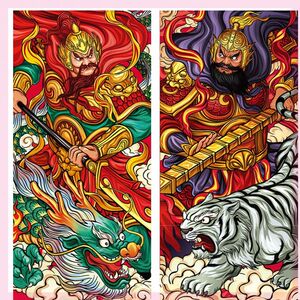 年画贴纸关羽新居墙贴画房门红包高档门神画喜庆卧室门挂画202.