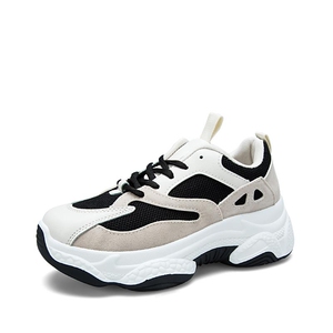 正品阿么老爹鞋女2020新款春鞋透气网面拼接休闲女鞋厚底内增高运