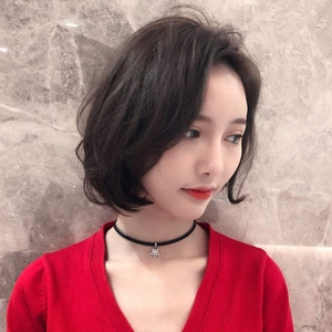 真发女短发全头套式假发侧分波波头网红bobo偏分中分短发蓬松卷发