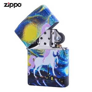 zippo打火机正版之宝zipoo 彩印星空独角兽男士煤油火机 芝宝