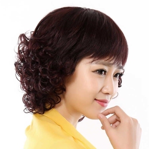 中老年假发真发送妈妈中年女士短卷发自然蓬松逼真仿真带圆顶头皮