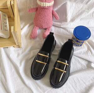 英伦复古皮鞋方口小皮鞋女英伦风2019秋新款韩版百搭小女