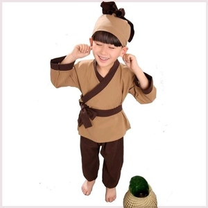 幼儿童古装汉服男童男孩小孩古代农民渔民鱼夫船夫家丁表演出服