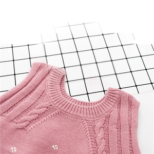 儿童毛线背心公主纯手工编织毛衫春秋百搭毛衣女童毛线马甲织花