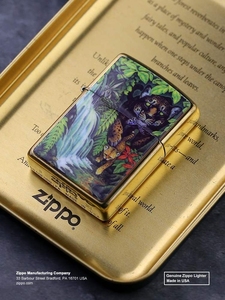 正版zippo防风打火机神秘森林小豹子彩印贴章机c95年度纪念收藏版