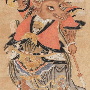 牛头马面画像卷轴挂画佛堂寺庙水陆道场画道教神像十殿阎王丝绸画