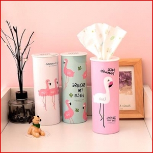 日本购卡通印花抽纸创意圆桶造型彩色抽纸有图案的便携式纸巾可爱