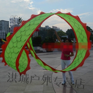 洪城  广场舞健身龙单人舞龙彩带龙带龙头布龙丝带龙单手甩龙飘龙