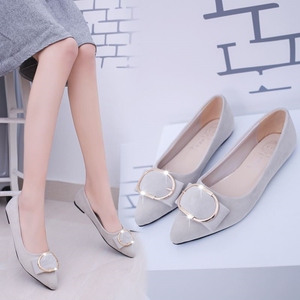 网红平底豆豆鞋女2019新款韩版百搭尖头浅口夏款瓢鞋平跟单鞋潮