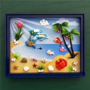 新款儿童创意diy相框装饰画3d立体海洋世界手工制作粘贴画材料包