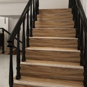 高档挡板梯级板别墅仿实木楼梯踏步砖地砖仿木纹定制台阶防滑耐磨