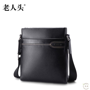 老人头男包包男士背包中年爸爸简约斜挎包竖款休闲单肩