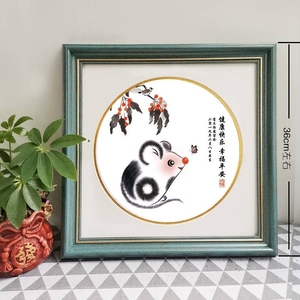 胎毛画diy 猪宝狗生肖自己手工做婴幼儿满月百天肖像胎发纪念礼