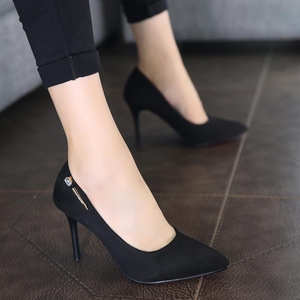 新款高跟鞋女秋细跟性感尖头百搭秋鞋磨砂8 10cm单跟鞋潮女鞋