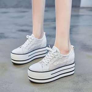 高档浅口透明帆布鞋女2019新款厚底韩版学生森系夏季薄款增高透气