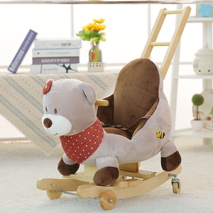 高档儿童木马摇马礼物两用摇摇车婴儿玩具实木宝宝带音乐13摇椅周