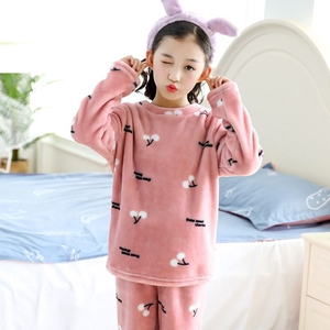 厚睡裤珊瑚绒小学生冬天中童小孩子女装儿童睡衣秋冬睡裤绒面搭