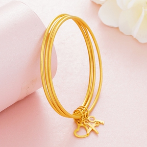 金镯子24k越南沙金手镯镀18k黄金店同款三生三世三圈不掉色手环