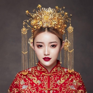 复古代装汉服婚嫁服凤冠霞帔新娘秀禾头饰中式皇后结婚礼宫廷步摇