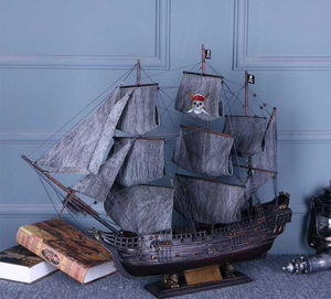 道具diy室内木质木制实木玻璃瓶礼物摆设黑珍珠号瓶中船超大酒吧