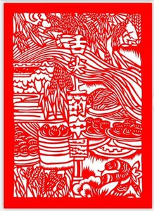 饮食文化剪纸 餐饮面食刻纸图案 面馆主题纯手工镂空窗花 门贴画