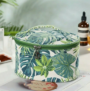 柳安安的妈妈淘宝新款ins帆布化妆包定制旅行收纳包创意龟背叶印花