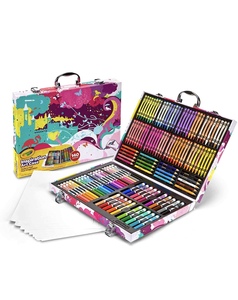 美国绘儿乐crayola 140蜡笔水彩笔彩虹彩色铅笔绘画套装礼盒