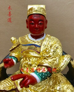 木雕神像田都元帅田公元帅雷海青古体神像造型香樟木漆线雕40厘米