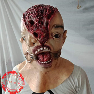 万圣节丧尸密室鬼屋生化危机爆头烂脑面具假面恐怖颅裂鬼头套道具