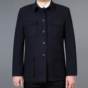 民族服饰中老年男士羊毛呢子中山装外套爷爷冬款加厚宽松大码上衣