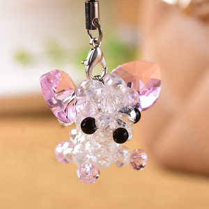 水晶串珠小狗钥匙扣