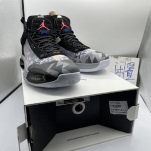 air jordan 34 low pf aj34爆裂纹涂鸦黑白时尚休闲篮球鞋