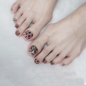 包邮脚指甲贴片吸睛豹纹美甲成品 洋气显白光疗假脚趾甲穿戴美甲