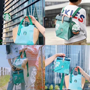 星巴克2021星冰粽包冰尚逸单双肩手提斜跨书包上班带饭盒休闲袋子