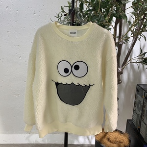 韩国正品秒杀 coven 芝麻街大眼仔毛毛摇粒绒加厚卫衣