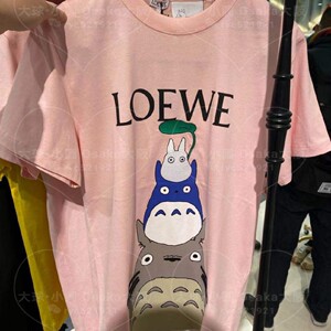 日本代购loewe罗意威21早春龙猫合作款刺绣印花宽松纯棉短袖t恤